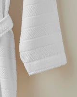 Premium Turkish Cotton Striped Bathrobe   White