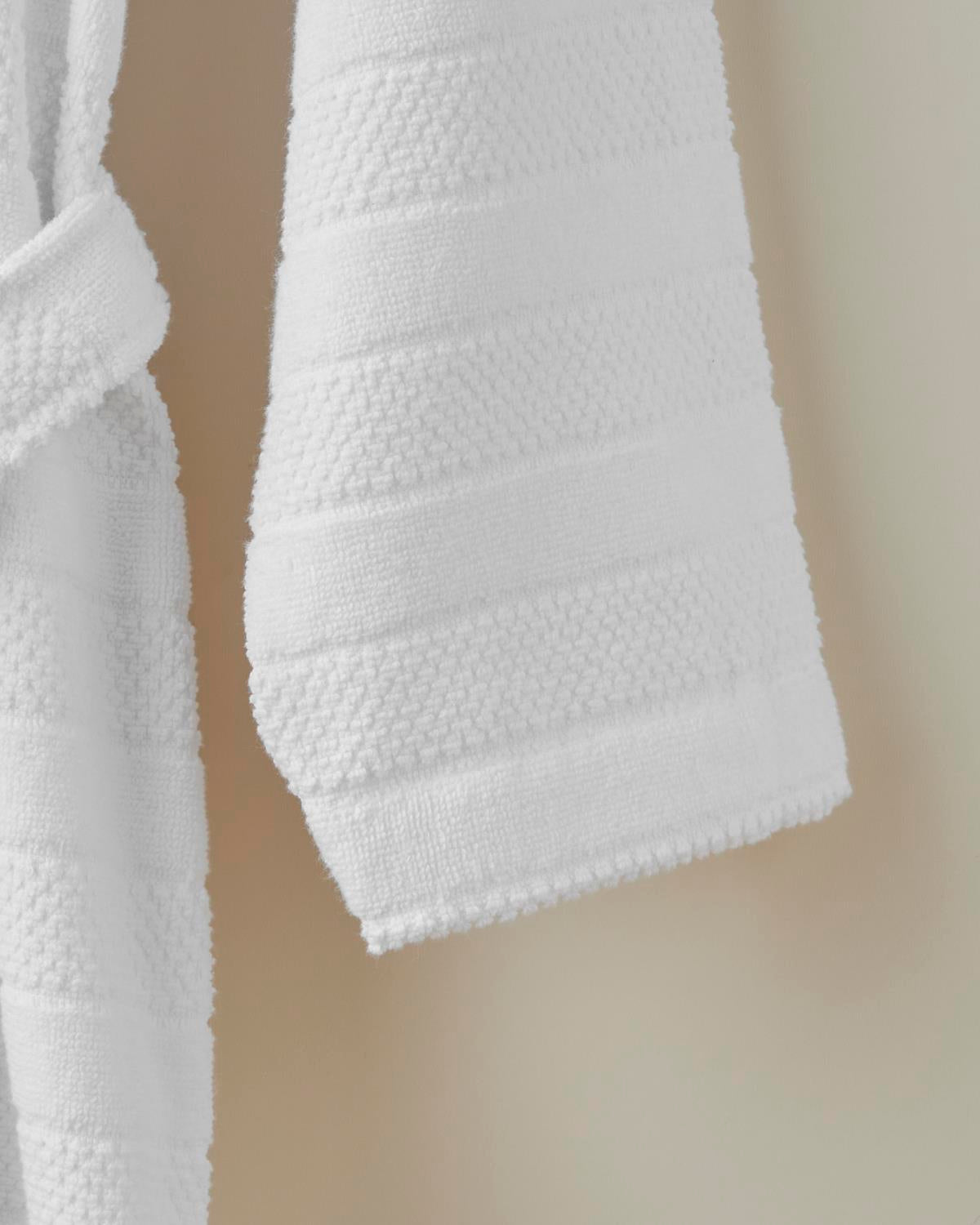 Premium Turkish Cotton Striped Bathrobe   White