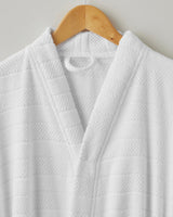 Premium Turkish Cotton Striped Bathrobe   White