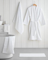 Professional Grade Striped Cotton Hand Towel White