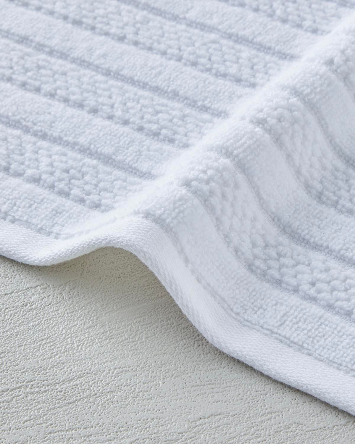 Professional Grade Striped Cotton Hand Towel White