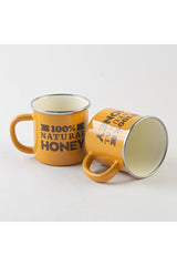 Savasan Emaye Premium Bulk Honey Yellow Enamel Camp Mug with Chrome Detail - TryAladdin