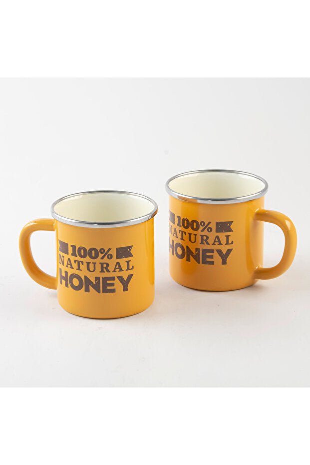 Savasan Emaye Premium Bulk Honey Yellow Enamel Camp Mug with Chrome Detail - TryAladdin