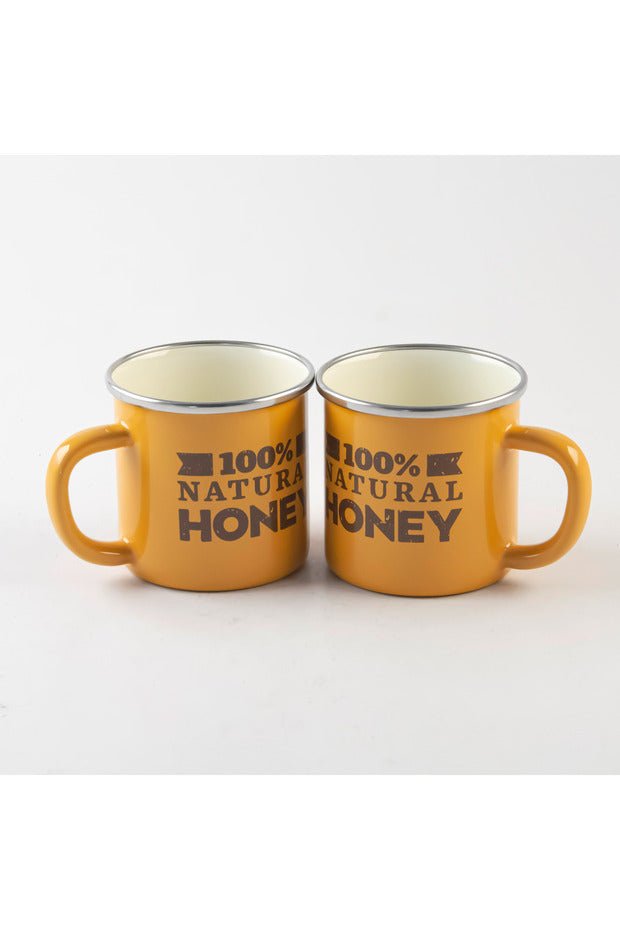 Savasan Emaye Premium Bulk Honey Yellow Enamel Camp Mug with Chrome Detail - TryAladdin