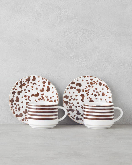 Professional Grade New Bone China 2 Person Tea Set   Elegant Brown Finish