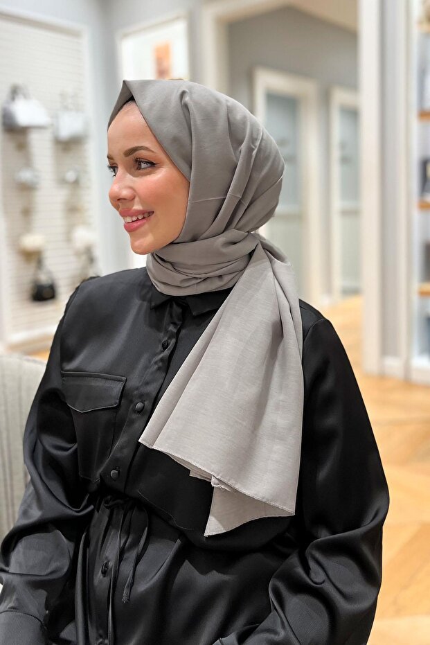 Seher Shawl - Classic Grey Cotton Hijab () - TryAladdin
