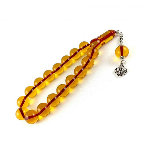 Selderesi | 17 Beads Efe Size (Small Size) Mascot Fire Amber Tasbih with Red and Yellow beads
