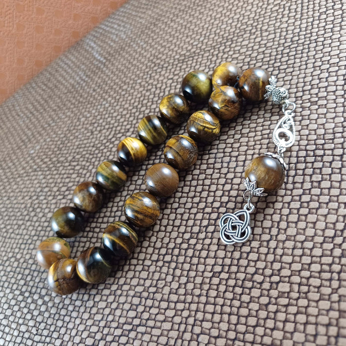 Selderesi | 17 Beads Efe Size (Small Size) Mascot Natural Tiger Eye Stone Tasbih Selderesi Prayer Beads