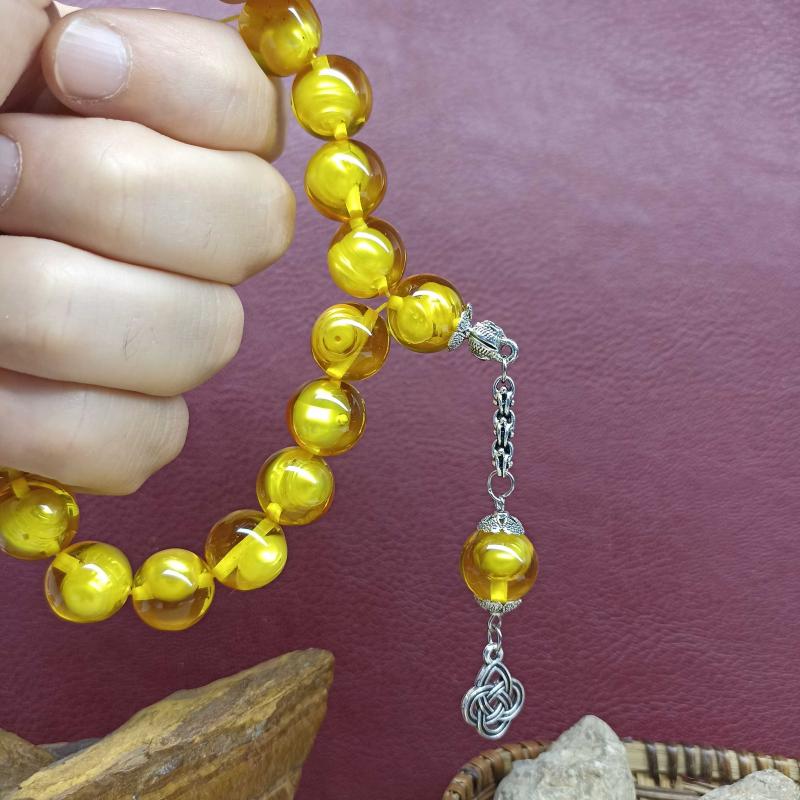 Selderesi | 17 Beads Efe Size (Small Size) Pearl Grained Beirut Amber Tasbih