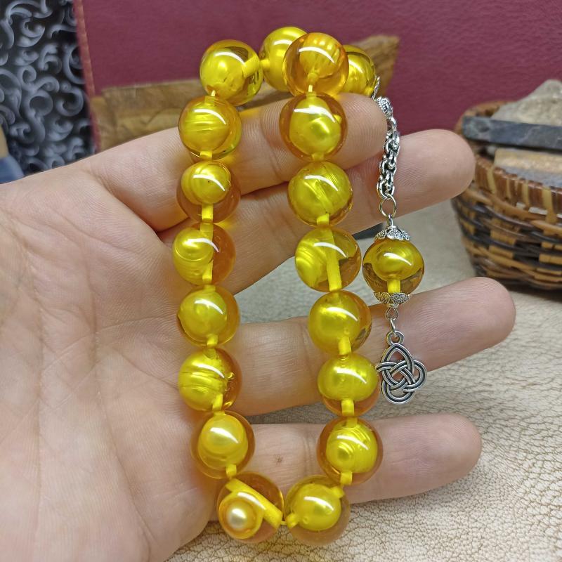 Selderesi | 17 Beads Efe Size (Small Size) Pearl Grained Beirut Amber Tasbih