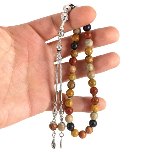 Selderesi | 8mm Sphere Cut Mixed Wood Tasbih Selderesi Prayer Beads