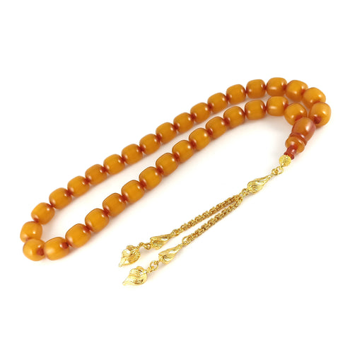 Selderesi | Big Capsul Cute Amber Tasbih with Yellow Tassel Selderesi Prayer Beads
