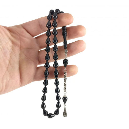 Selderesi | Black Drop Cut Amber Tasbih Selderesi Prayer Beads