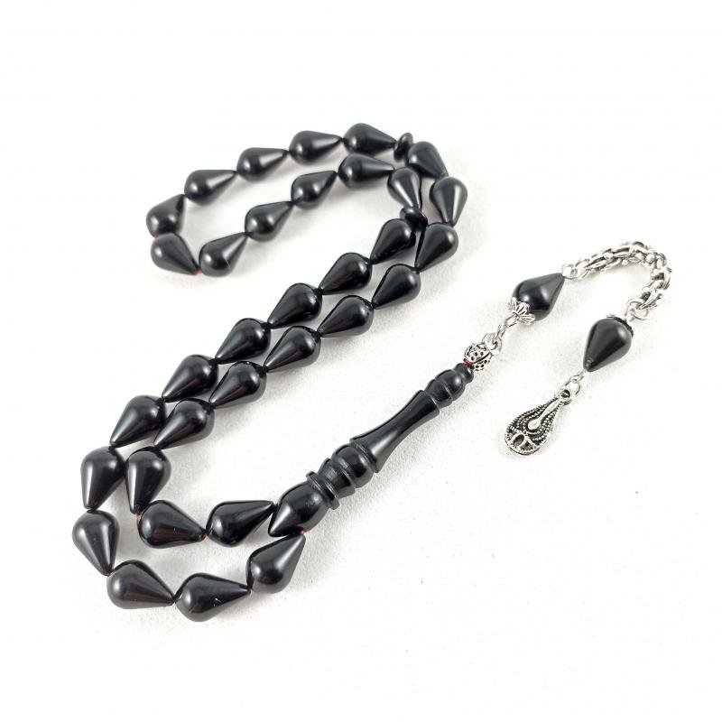 Selderesi | Black Drop Cut Amber Tasbih