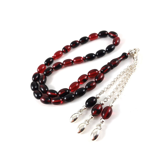 Selderesi | Bureaucrat Size Red Black Fire Amber Tasbih Selderesi Prayer Beads