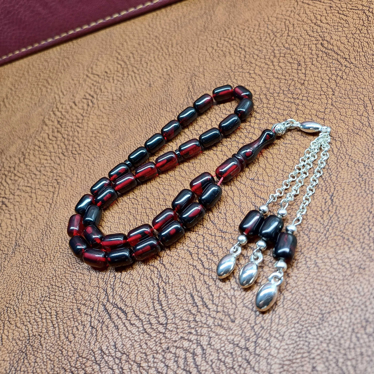 Selderesi | Bureaucrat Size Red Black Fire Amber Tasbih