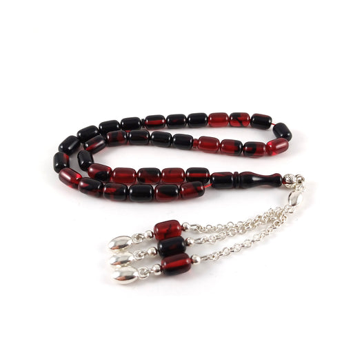 Selderesi | Bureaucrat Size Red Black Fire Amber Tasbih Selderesi Prayer Beads