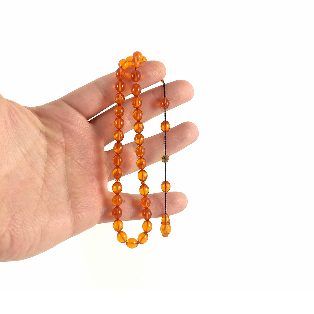 Selderesi | Bureaucrat Size Transparent Yellow Fire Amber Tasbih