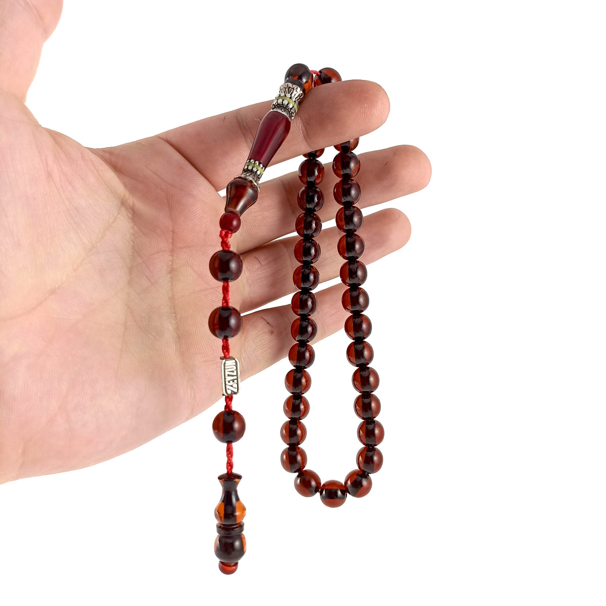 Selderesi | Capsul Cut Fire Amber Tasbih with Embroidered Tassel