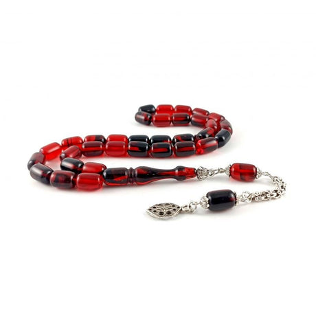 Selderesi | Capsul Cut Red Black Fire Amber Tasbih