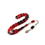 Selderesi | Capsul Cut Red Black Fire Amber Tasbih