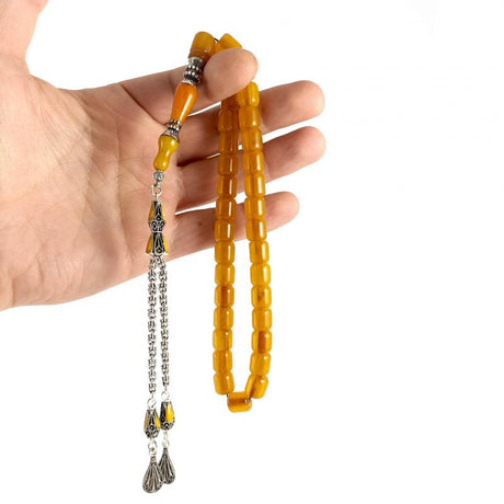 Selderesi | Capsule Cut Amber Tasbih with Embroidered Tassel