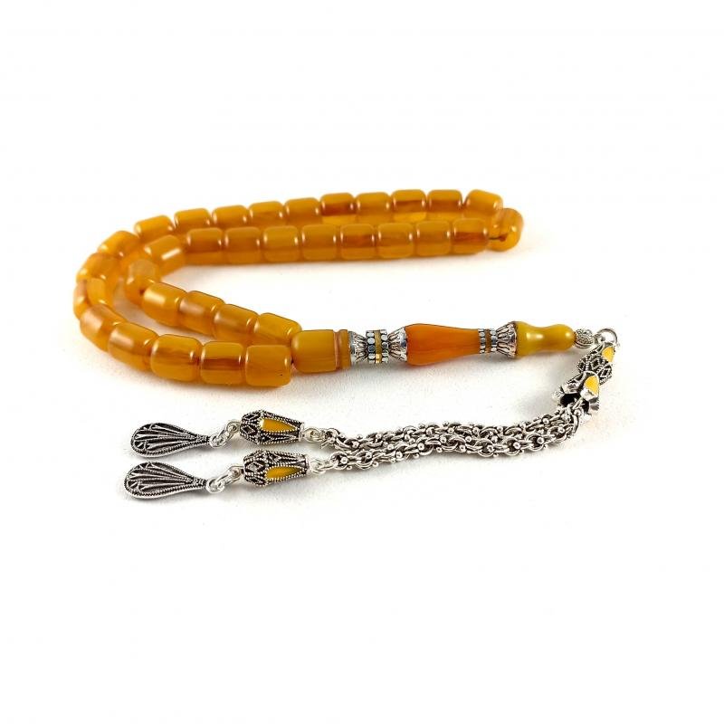 Selderesi | Capsule Cut Amber Tasbih with Embroidered Tassel