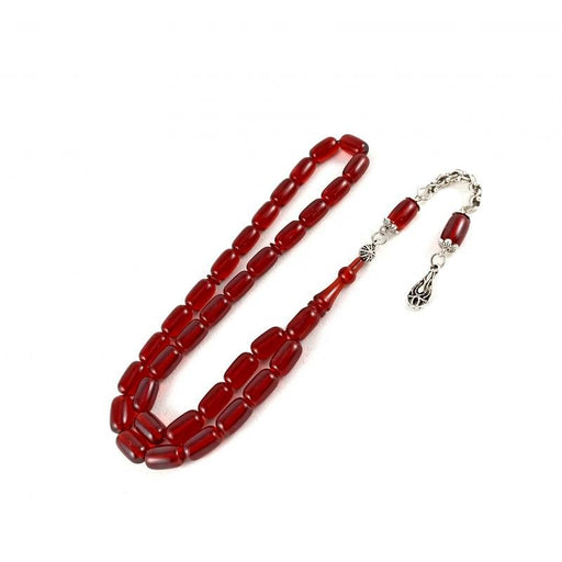 Selderesi | Capsule Cut Fire Amber Tasbih Selderesi Prayer Beads
