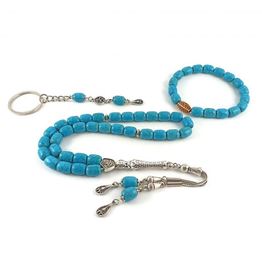 Selderesi | Ceyt Natural Stone Tasbih Set with Bracelet and Keychain Set Selderesi Prayer Beads