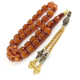 Selderesi | Large Size Capsul Cut Special Design Amber Tasbih with Yellow Tassel