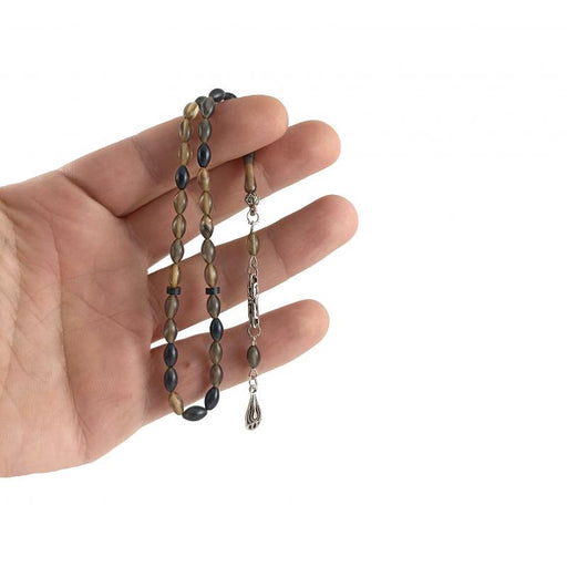 Selderesi | Mini Size Fire Amber Tasbih Golden Black and Silver beads Selderesi Prayer Beads