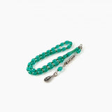 Selderesi | Mini Size Fire Amber Tasbih with Emerald Green beads