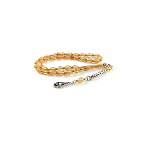 Selderesi | Mini Size Fire Amber Tasbih with Golden beads Selderesi Prayer Beads