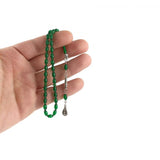 Selderesi | Mini Size Fire Amber Tasbih with Green beads