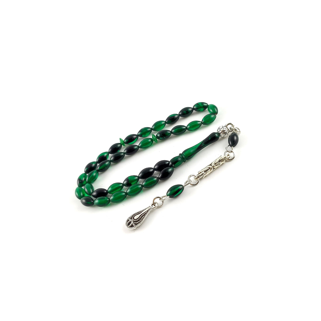 Selderesi | Mini Size Fire Amber Tasbih with Greenish Black beads