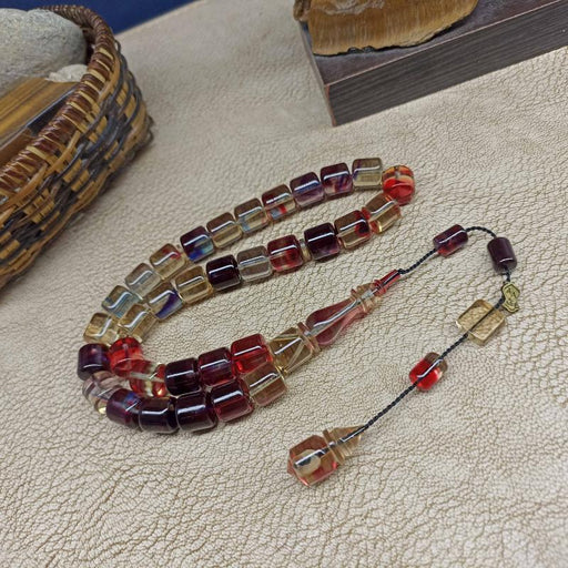 Selderesi | Multicolor Fire Amber Tasbih Selderesi Prayer Beads