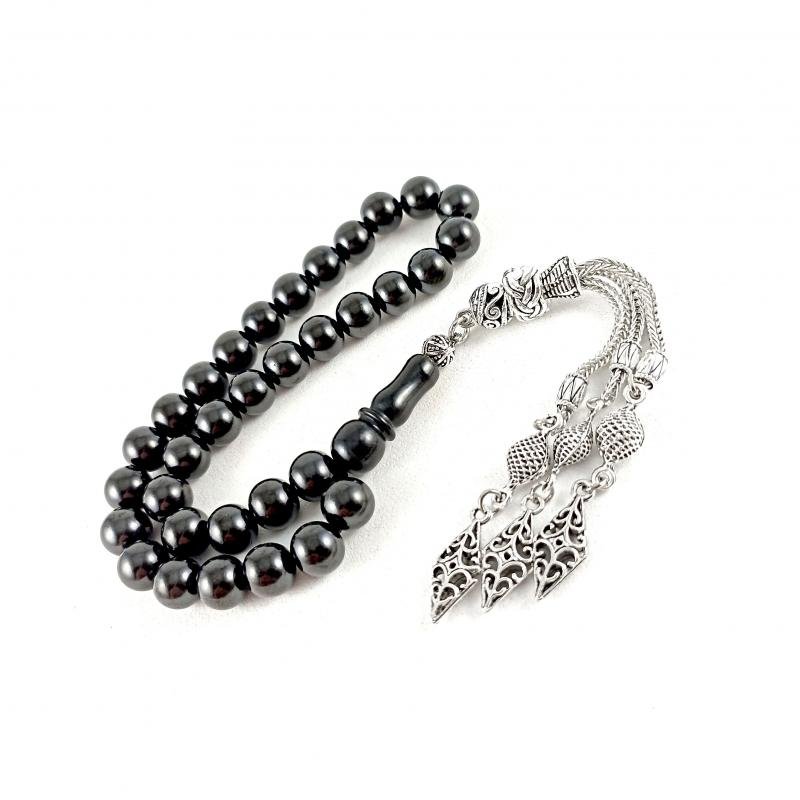 Selderesi | Oltu Natural Stone Sphere Cut Tasbih with Special Design Tassel