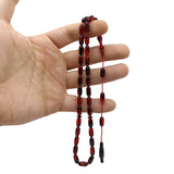 Selderesi | Red Black Special Capsule Cut Fire Amber Tasbih