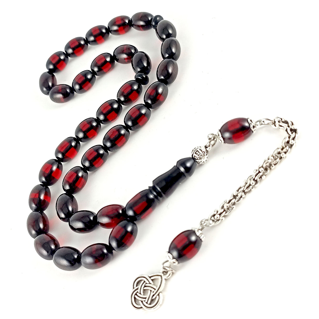 Selderesi | Red Fire Amber Tasbih with Albanian Chain Tassel