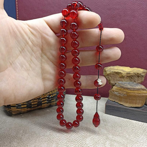 Selderesi | Sphere Cut Fire Amber Tasbih Selderesi Prayer Beads