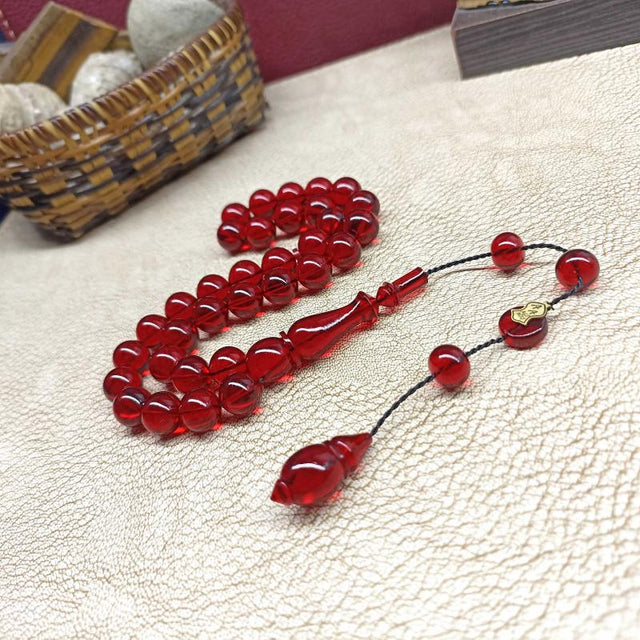 Selderesi | Sphere Cut Fire Amber Tasbih