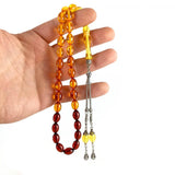 Selderesi | Yellow Red Color Synthetic Amber Tasbih