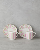 Premium Bone Porcelain Coffee Set   2 Person   Pink Gold Accents