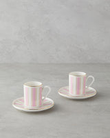 Premium Bone Porcelain Coffee Set   2 Person   Pink Gold Accents