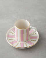 Premium Bone Porcelain Coffee Set   2 Person   Pink Gold Accents