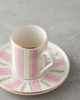 Premium Bone Porcelain Coffee Set   2 Person   Pink Gold Accents