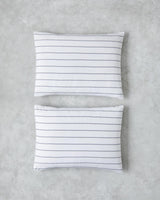 Professional-Grade Cotton Striped Pillowcase Set-of-2 50x70cm Navy Blue