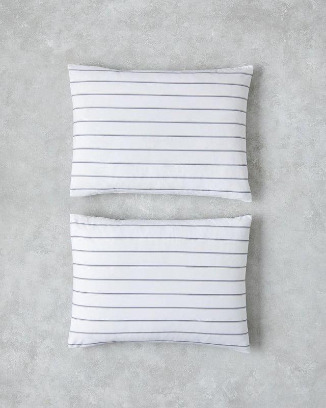 Professional-Grade Cotton Striped Pillowcase Set-of-2 50x70cm Navy Blue