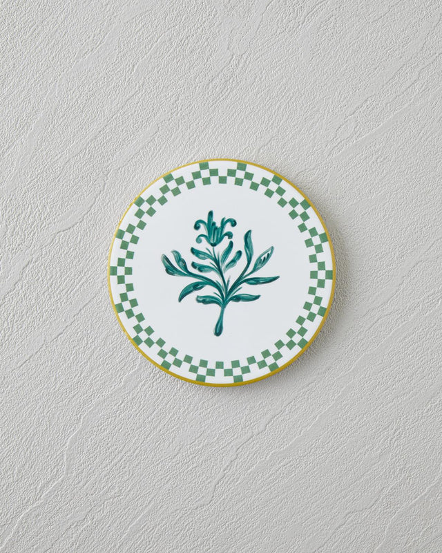 Premium Ceramic Coaster Set White Green Retail Ready