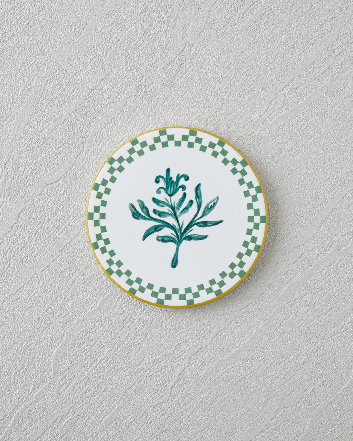 Premium Ceramic Coaster Set White Green Retail Ready